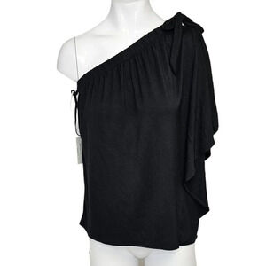 Aritzia Babaton Wilmer One Shoulder Cinch Neck Flowy Arm  Black Size XS NWT